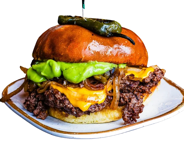 The Double Guac Bacon Jalapeño burger